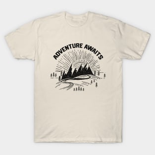 Camping Life Saying Gift for Camping Lovers - Adventure Awaits T-Shirt